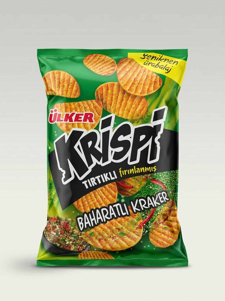 Ülker Krispi Baharatli Kraker 48g - Spicy Pepper Seasoned Crackers