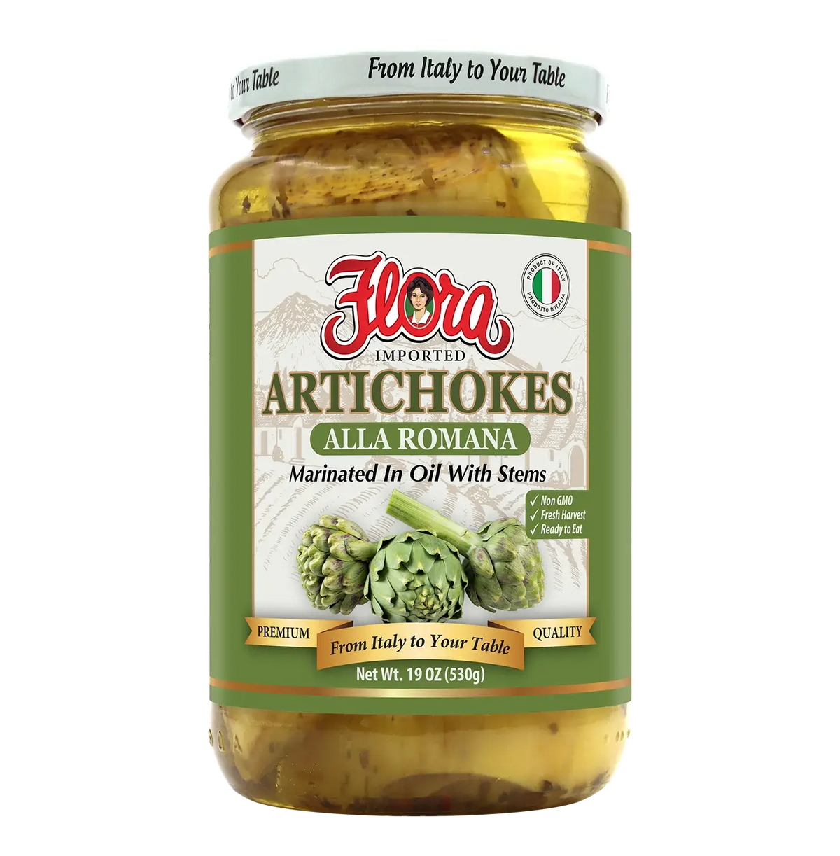 Artichokes Alla Romana - Marinated In Oil With Stems - 19 oz