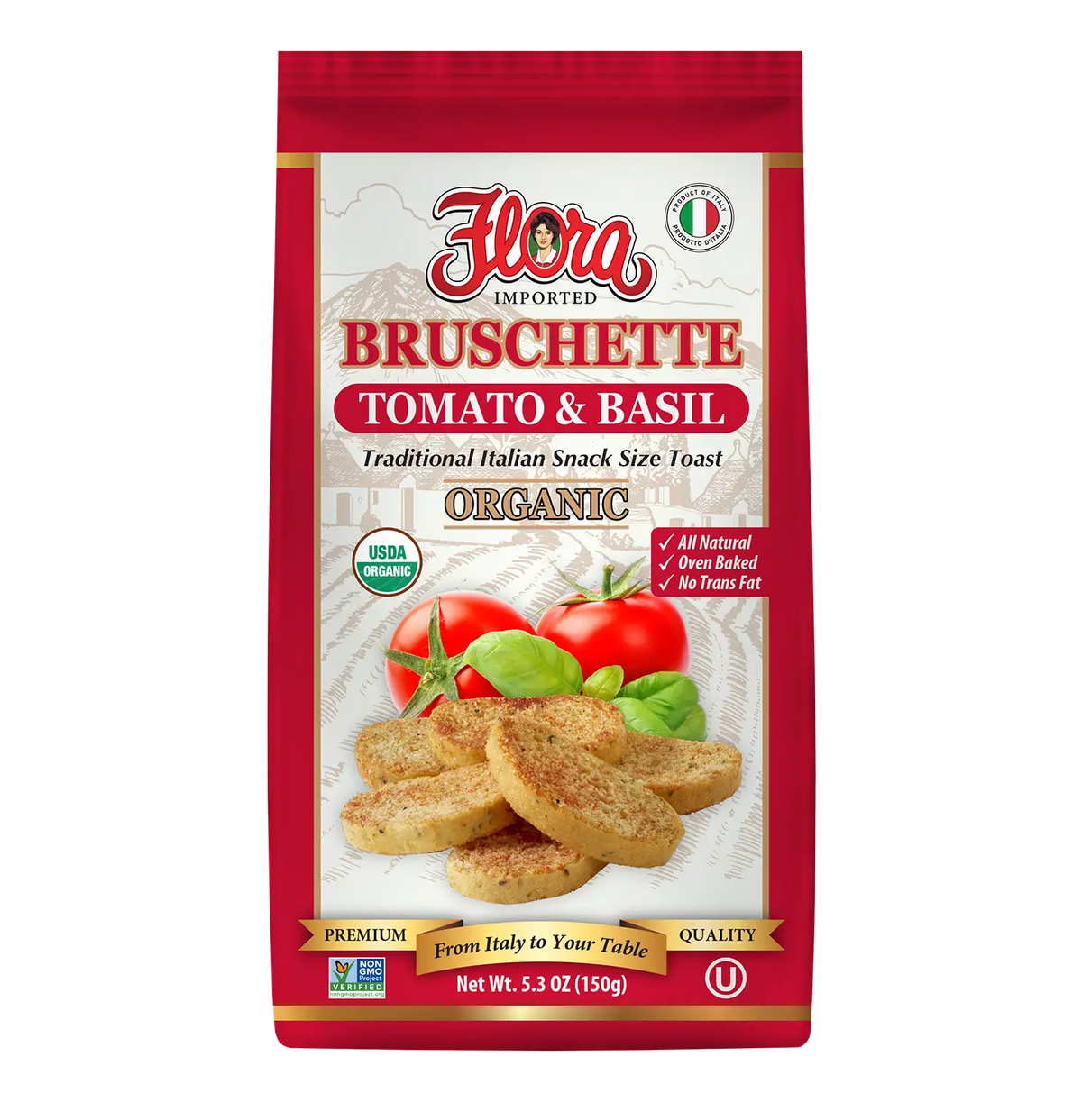 Bruschette Mini Toasts - Tomato & Basil Organic - 5.3 oz