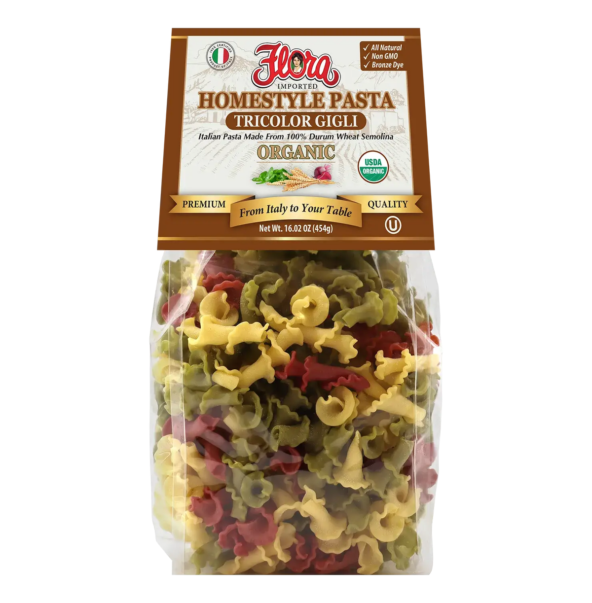 Homestyle Gigli Pasta - Tricolor Organic - 16.02 oz