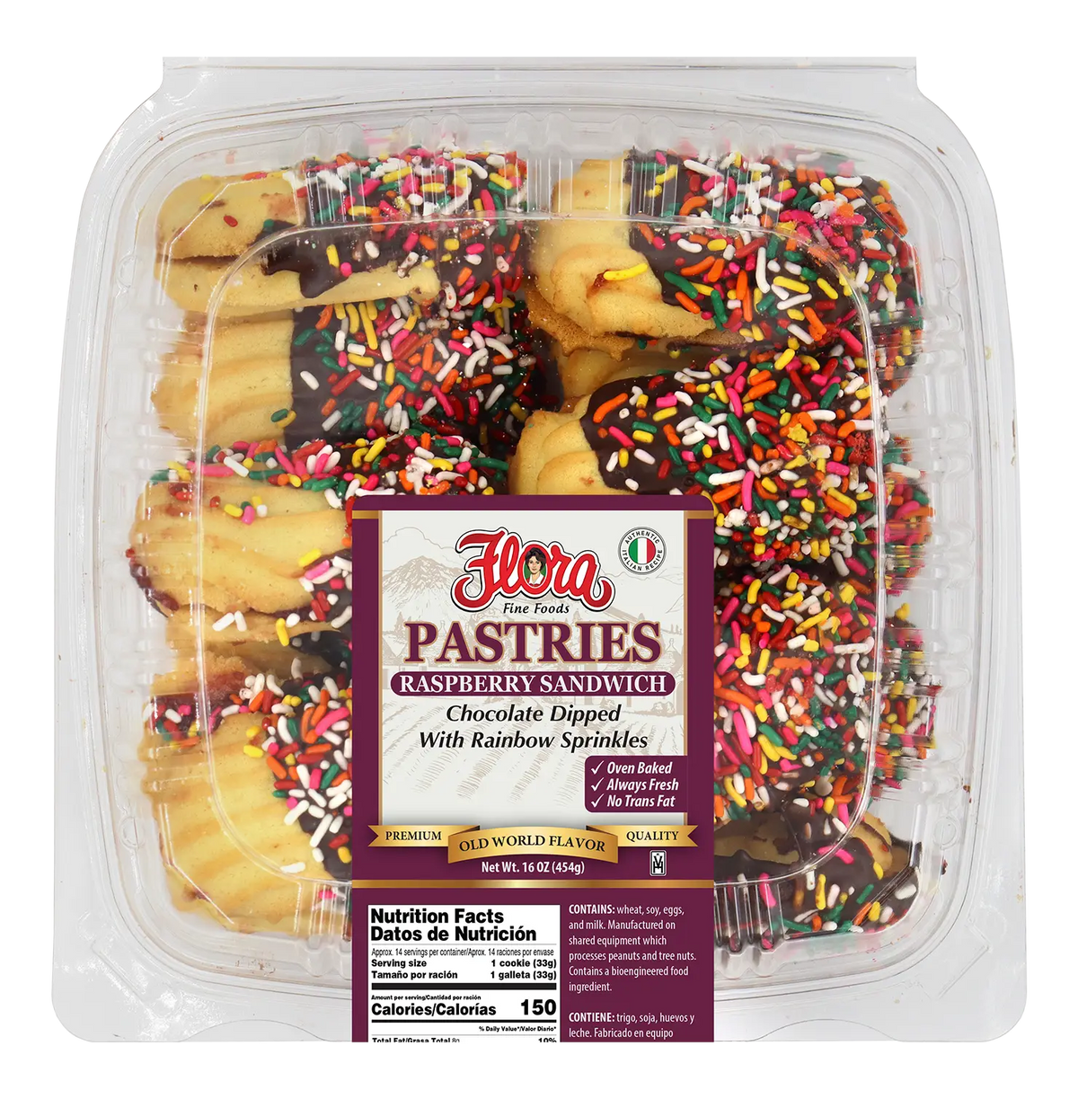 Raspberry Chocolate Dipped - Sandwich Cookies - 16 oz