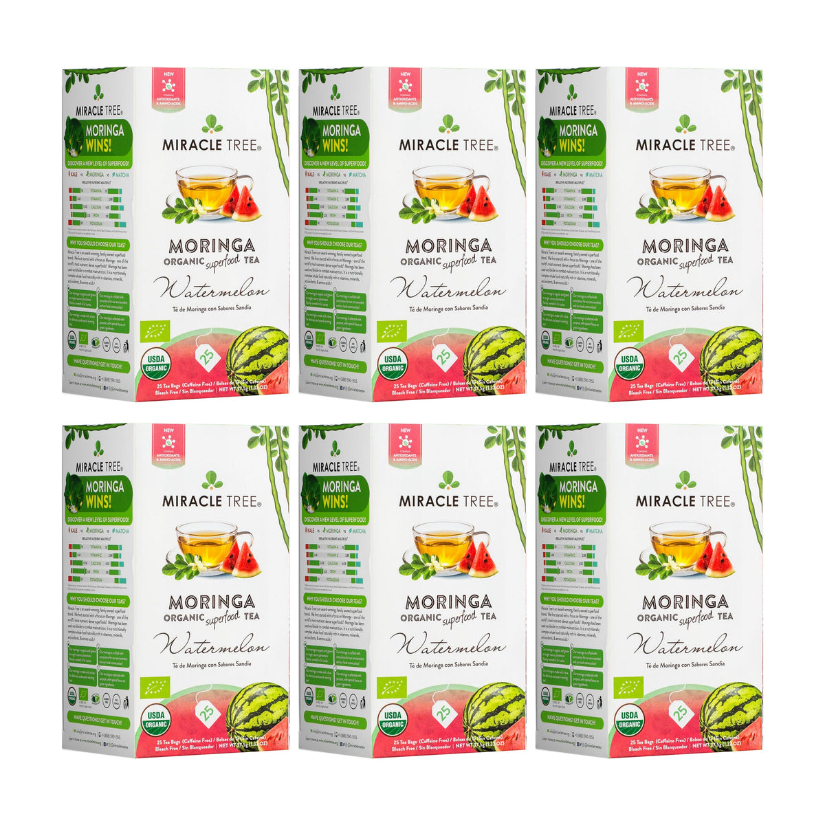 Organic Moringa Tea - Watermelon - Caffeine-Free Herbal Tea