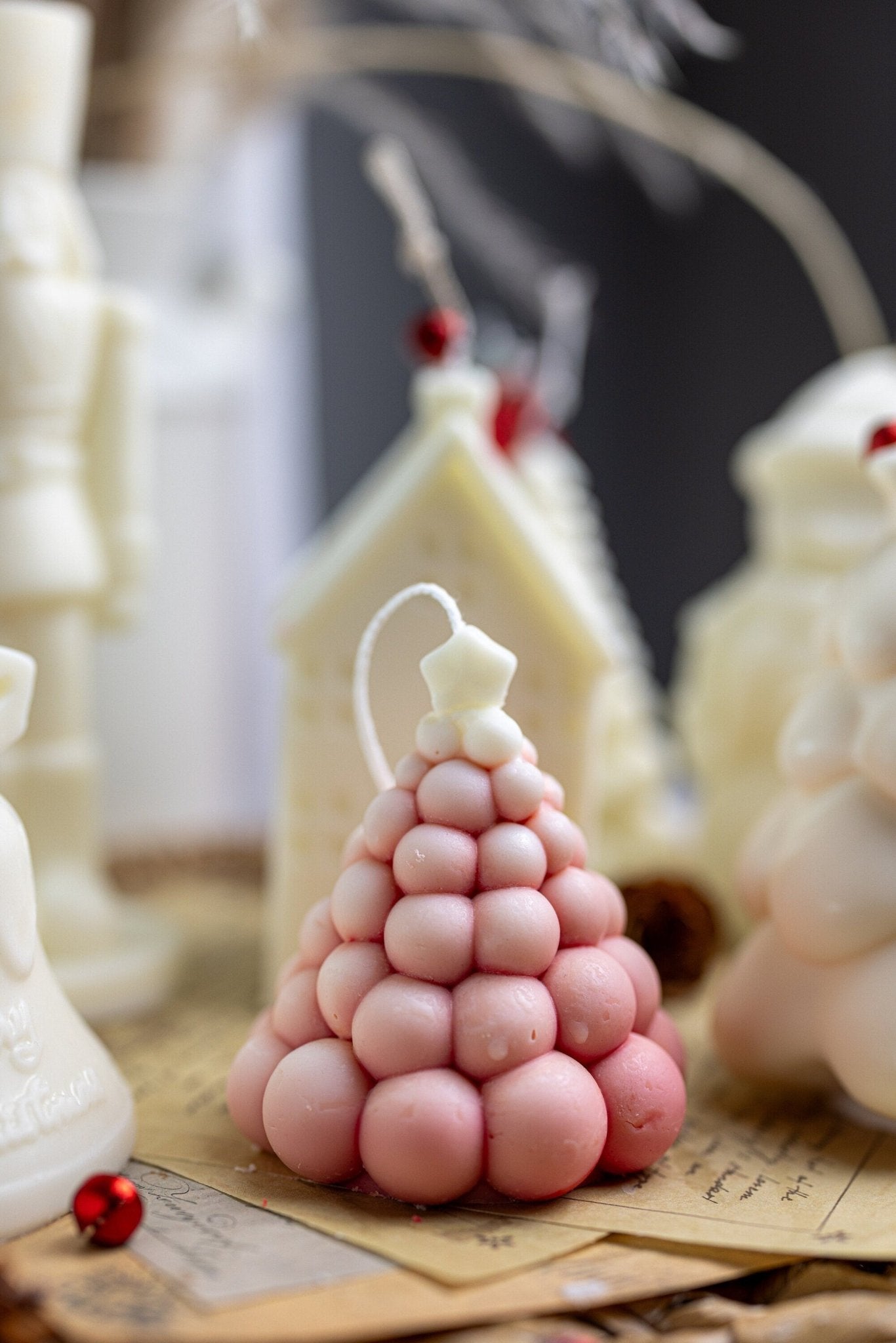 Large Bubble Christmas Tree Candle – Handmade Soy Wax Holiday Candle for Christmas Decor & Gifts