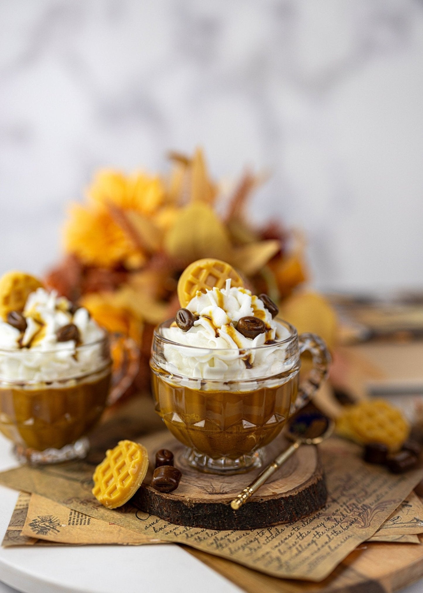 Cappuccino Candle in Espresso Cup – Scented Coffee Shop Soy Wax Candle, Handmade Aromatic Candle
