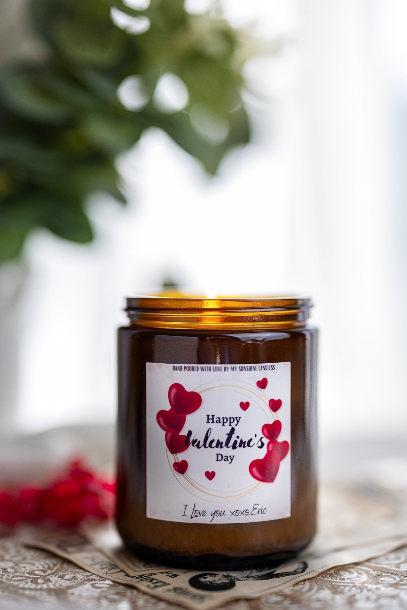 Custom Valentine's Day Candle Gift Set for Him or Her, Personalized Romantic Gift, Vday Present