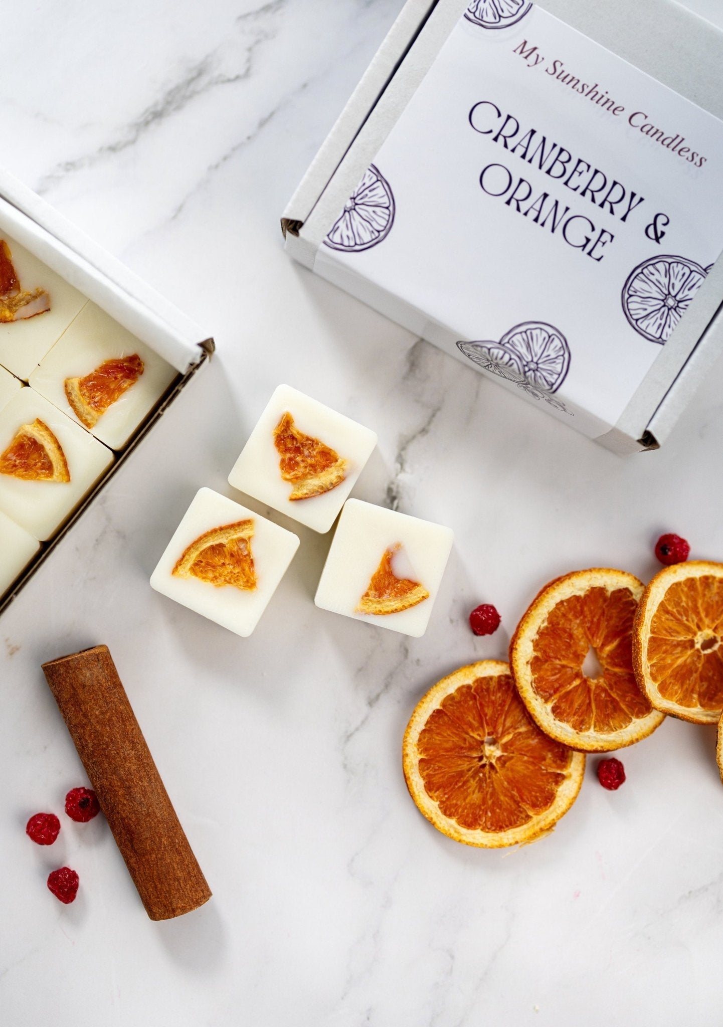 Orange & Cranberry Wax Melts – Highly Scented Soy Wax Cubes, 100% Natural, Long-Lasting Fragrance