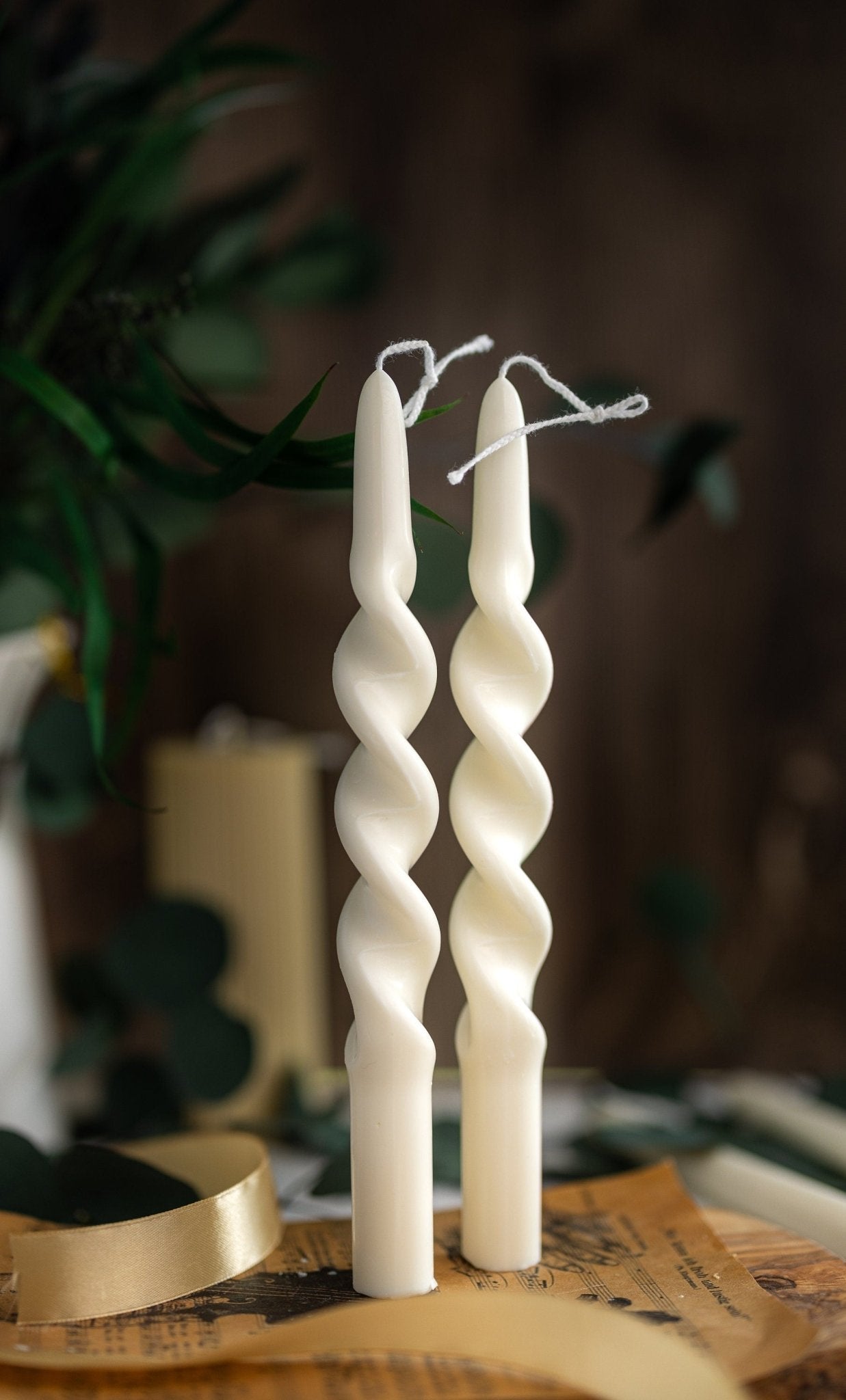 Twisted Spiral Taper Candle – Wedding, Dinner Table, Soy Wax Candle, Any Color