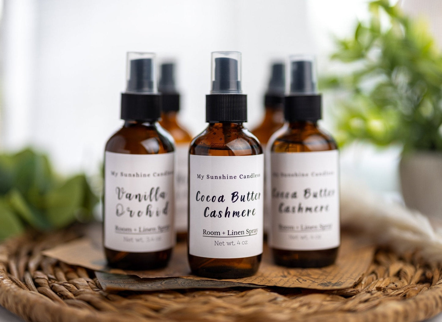 4oz Room Spray – Glass Amber Bottle – Fabric & Room Freshener Set – Seasonal Scents Gift