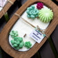 Large Succulent Dough Bowl Candle - Rustic Farmhouse Decor & Wood Wick Soy Candle