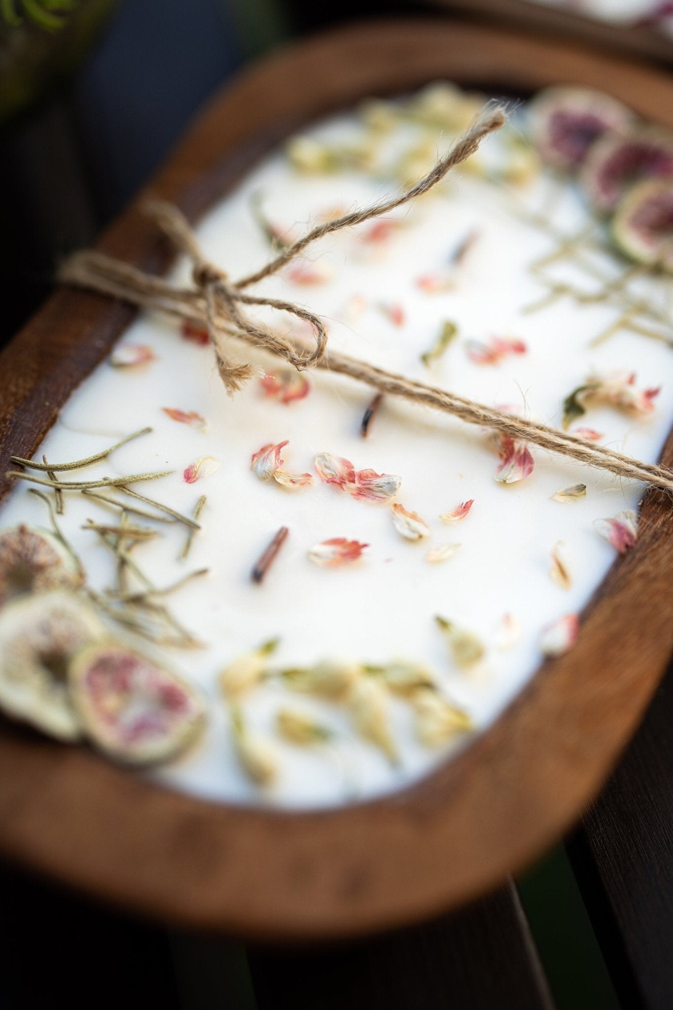Fruit & Flowers Wood Dough Bowl Candle | Farmhouse Decor | 3 Wood Wick Candle | Gift for Her