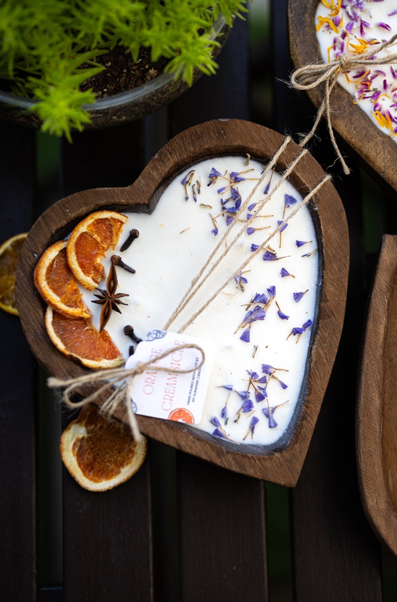 Heart-Shaped Orange Soy Candle with 3 Cotton Wicks for Special Occasions