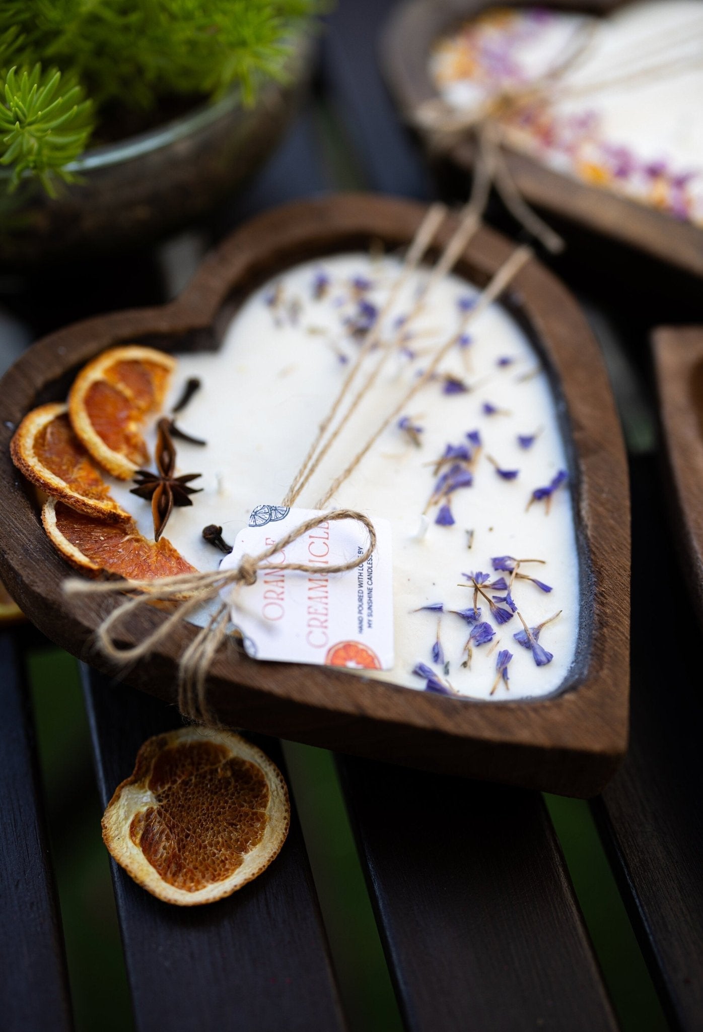Heart-Shaped Orange Soy Candle with 3 Cotton Wicks for Special Occasions
