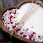 Heart-Shaped Wood Dough Bowl Candle – Crystals & Flowers – 3 Cotton Wick Soy Candle