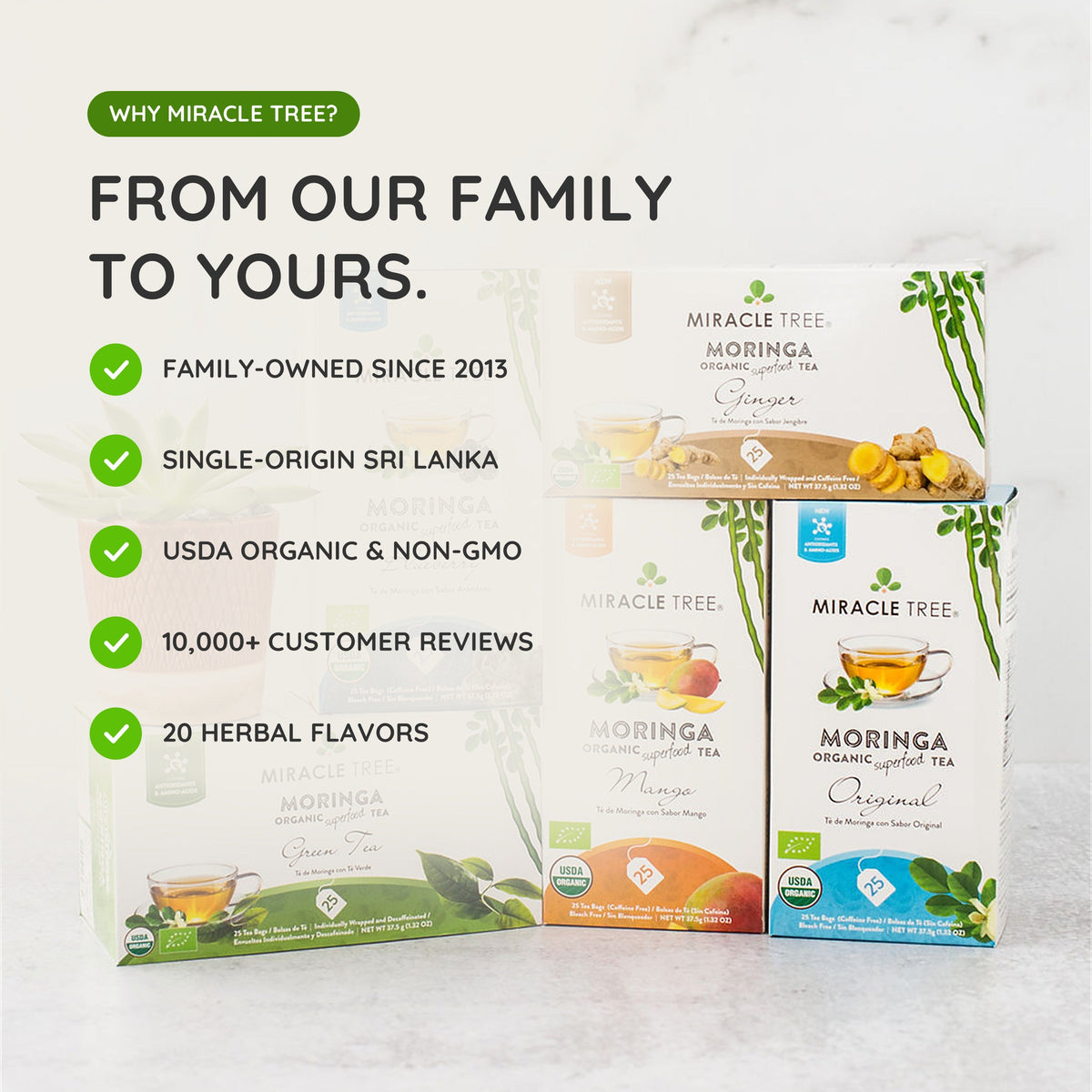 Organic Moringa Tea - Lemon & Ginger - Caffeine-Free Herbal Tea