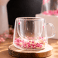 Double Glass Handcrafted Flower Glass Cup Mugs with Dried Flowers - Unique Floral Tea  & Coffee Mug