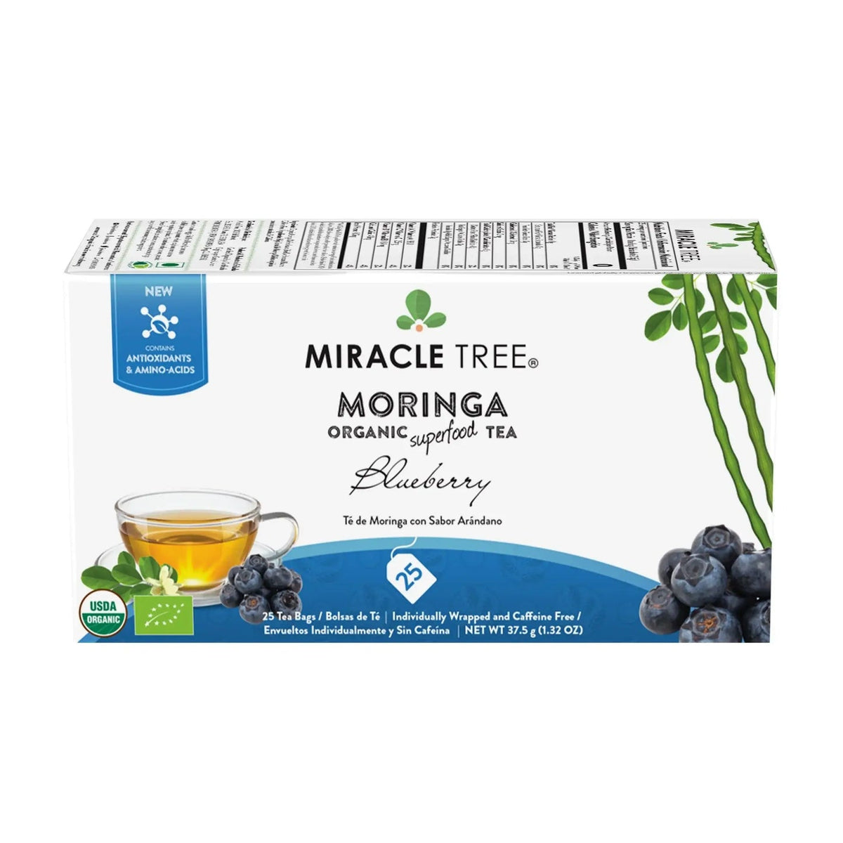 Organic Moringa Tea - Blueberry - Natural Energy Support-Free Herbal Tea