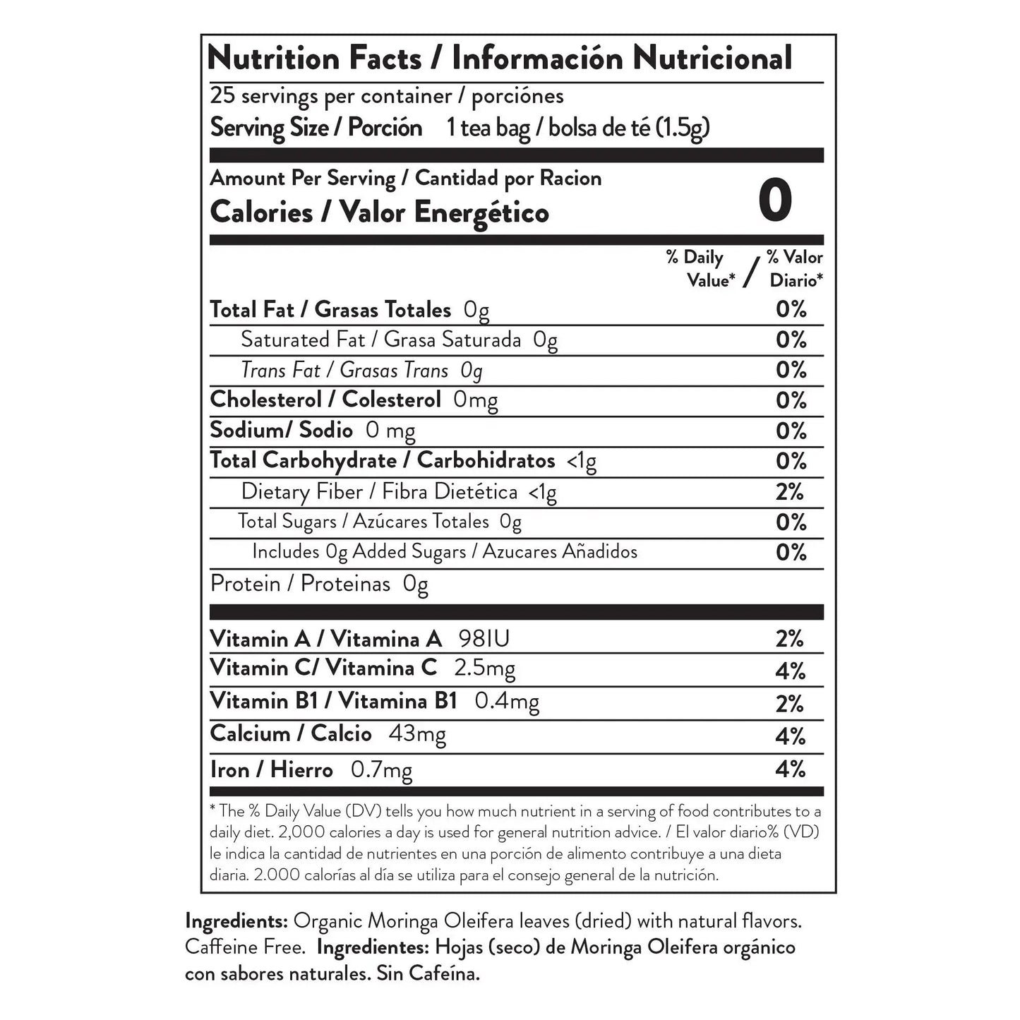 Organic Moringa Tea - Ginger - Caffeine-Free Herbal Tea
