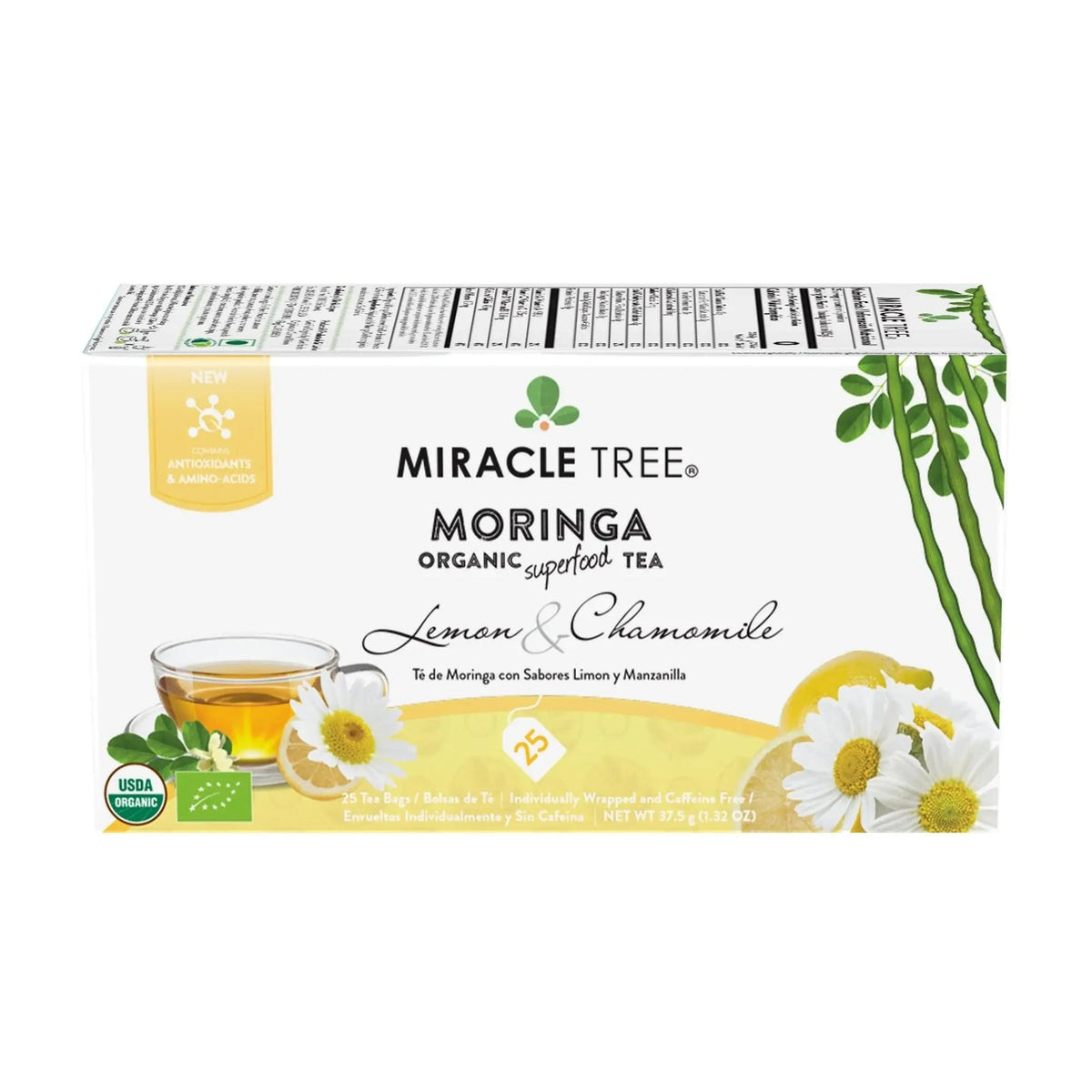 Organic Moringa Tea - Lemon & Chamomile - Natural Energy Support-Free Herbal Tea