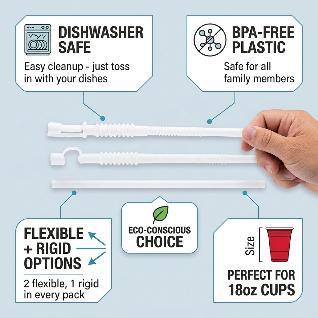 18oz and 32oz Reusable Plastic Straws | Durable Plastic, BPA and Phthalates free | Eco-friendly