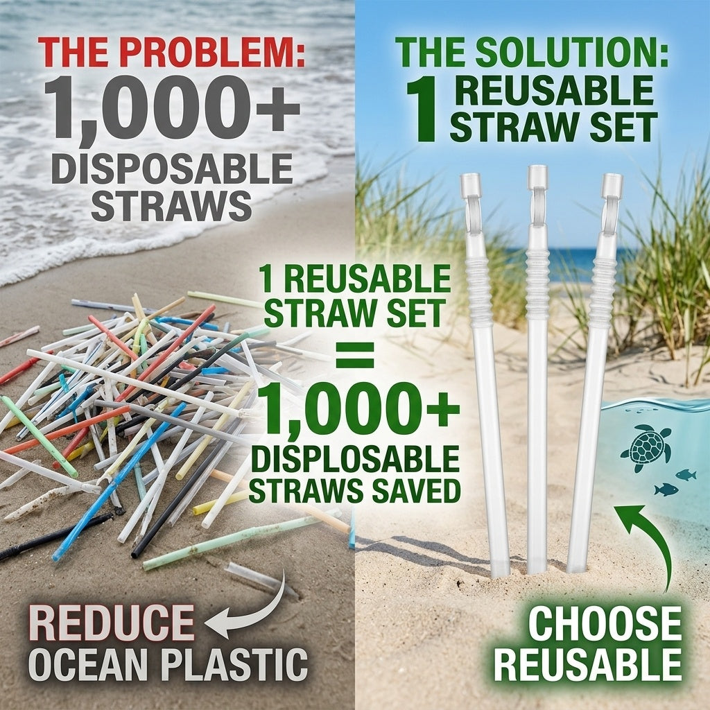 18oz and 32oz Reusable Plastic Straws | Durable Plastic, BPA and Phthalates free | Eco-friendly