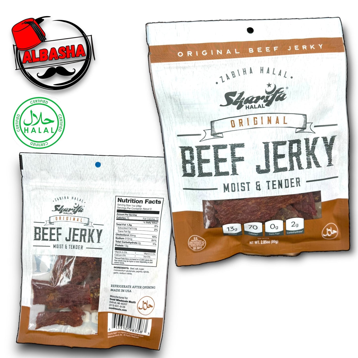 Sharifa Halal Beef Jerky – Six Flavors (80g)