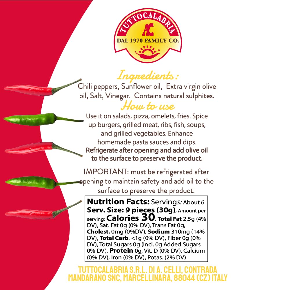 TuttoCalabria Sliced Calabrian Chili Peppers, 10 oz